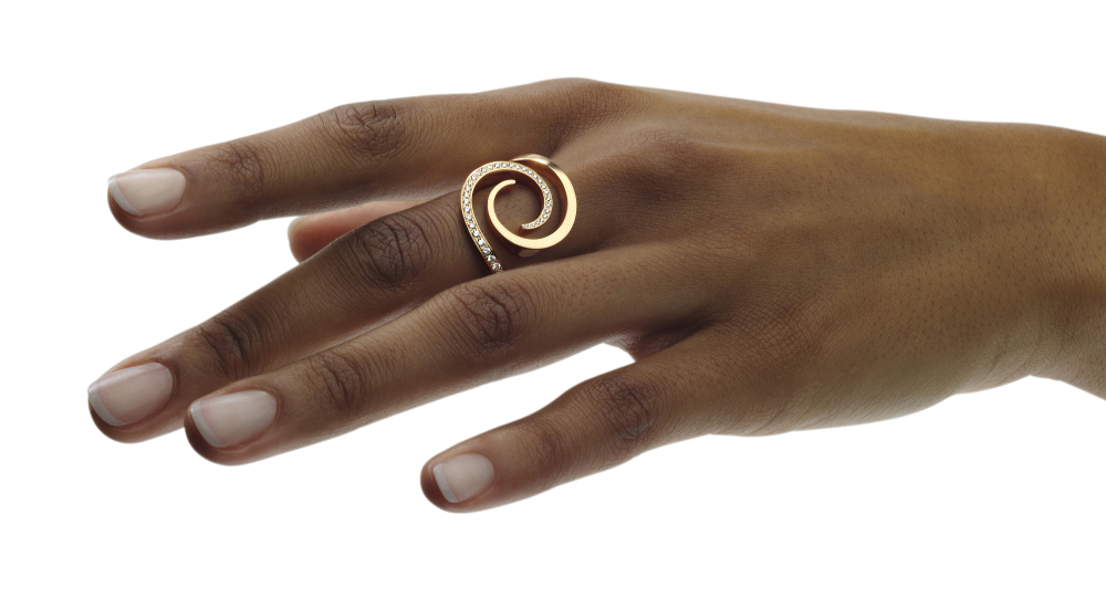 Elegante 18 karaat gouden design ring met diamanten.